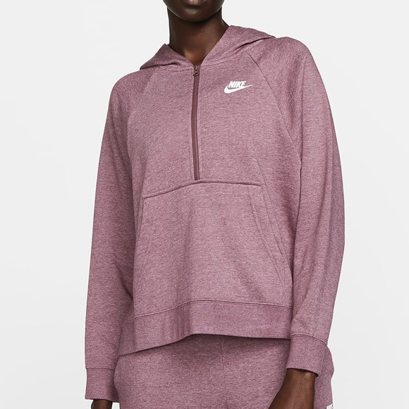 Nike Sweaters - Nike Mauve Oversized 1/4 Zip Hooded Sweater